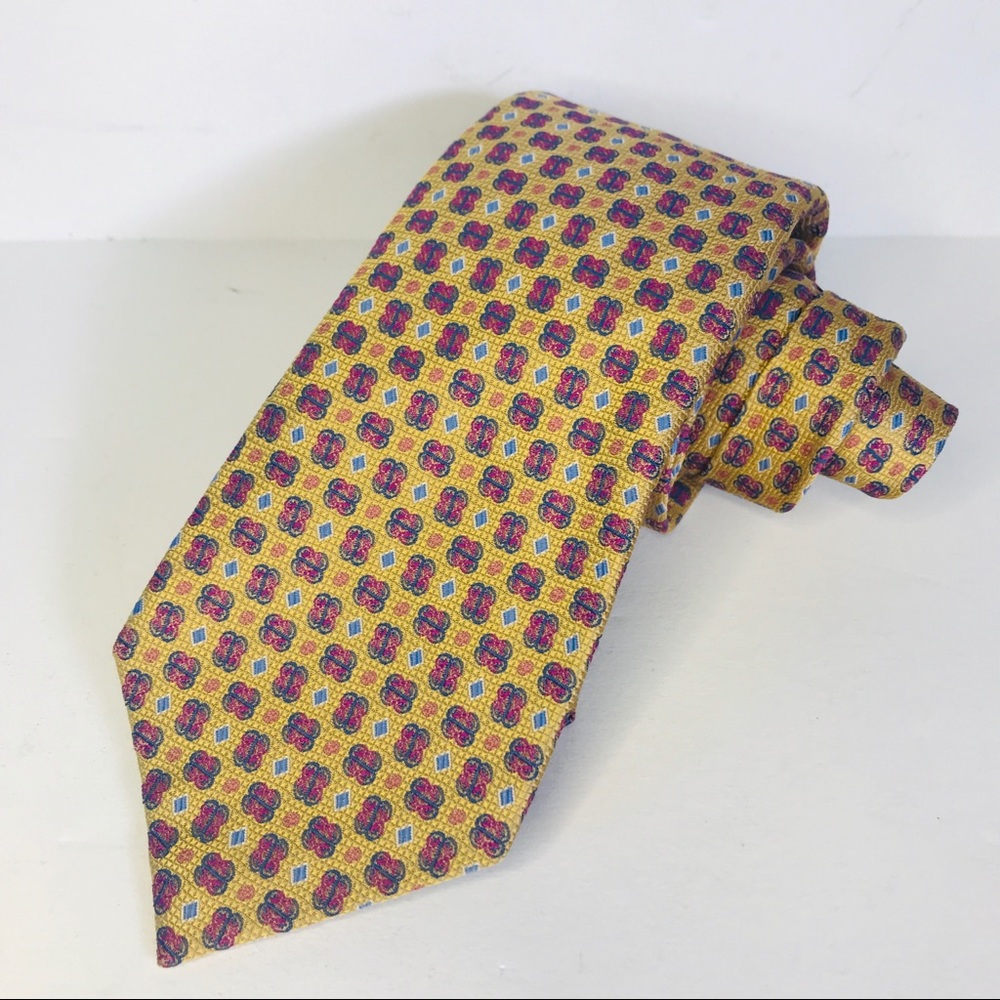 Daniel De Fasson Tri Fold Gold Silk Monogram Tie